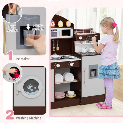 Kids Kitchen Set Wooden with Coffee Makers and Accessories