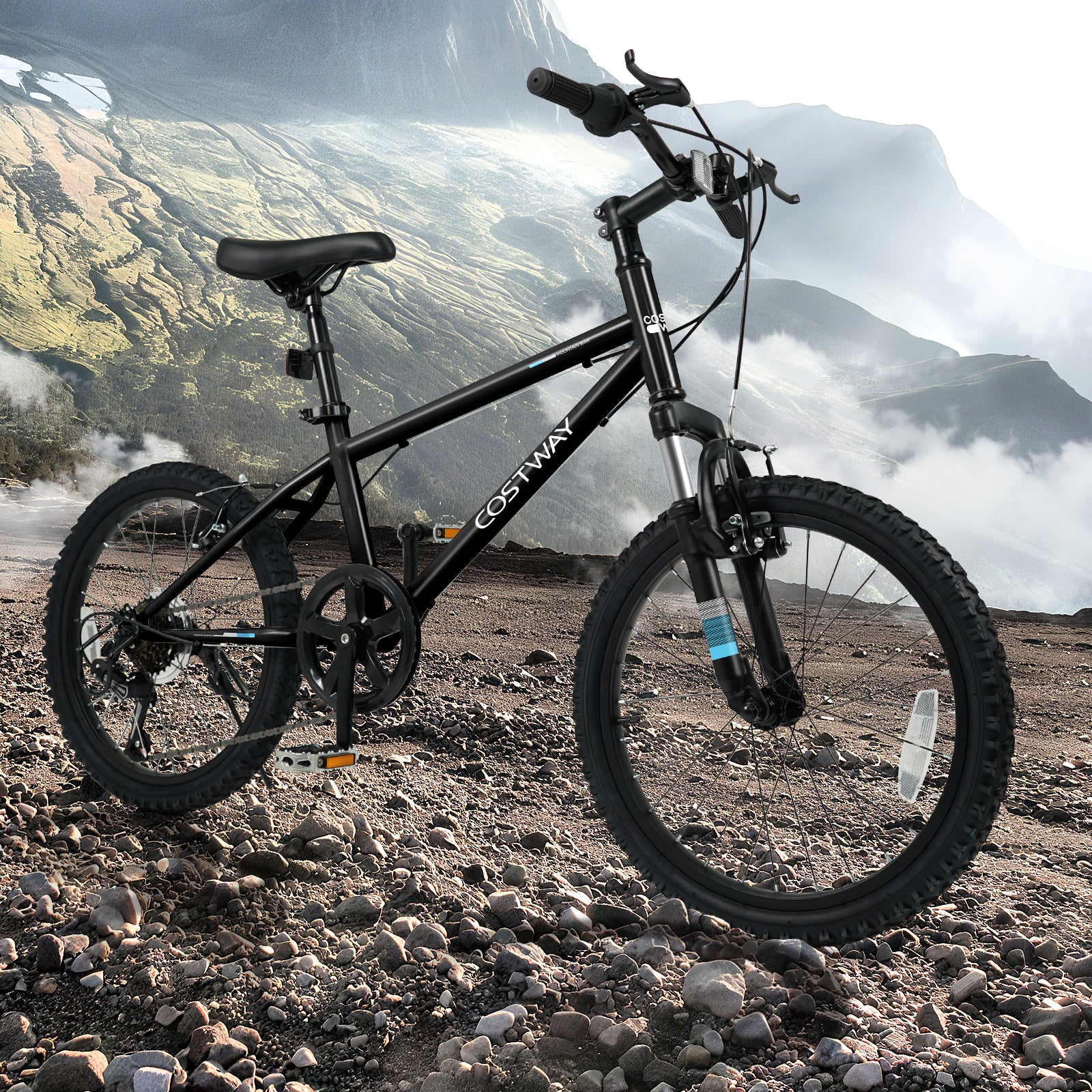 Kids Mountain Bike 20 24 Inch Child Bicycle for Boys Girls Aged 8+ Years Old Black-20 Inch