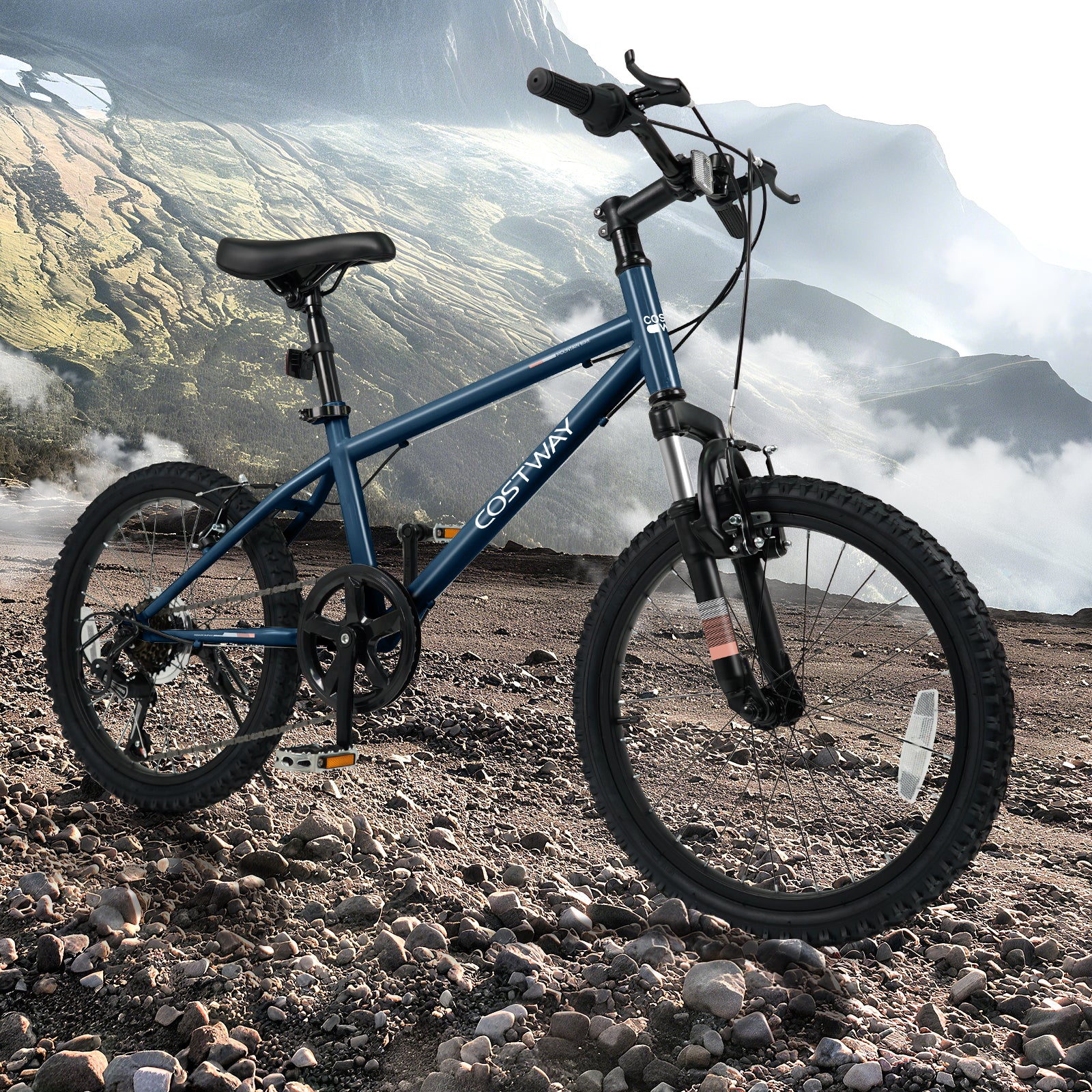 Kids Mountain Bike 20 24 Inch Child Bicycle for Boys Girls Aged 8+ Years Old Navy-20 Inch