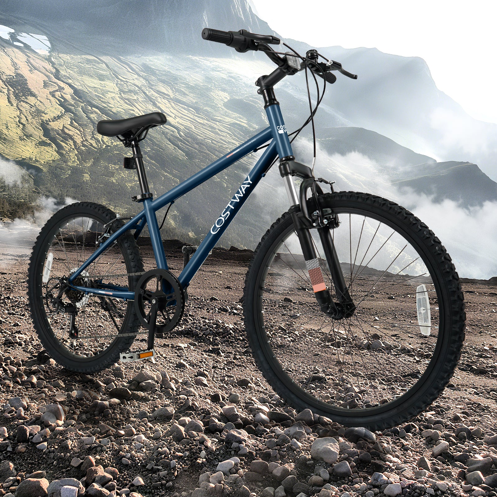 Kids Mountain Bike 20 24 Inch Child Bicycle for Boys Girls Aged 8+ Years Old Navy-24 Inch