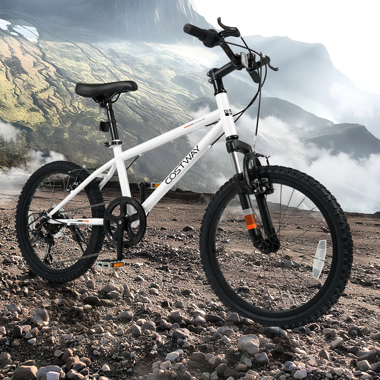 Kids Mountain Bike 20 24 Inch Child Bicycle for Boys Girls Aged 8+ Years Old White-20 Inch