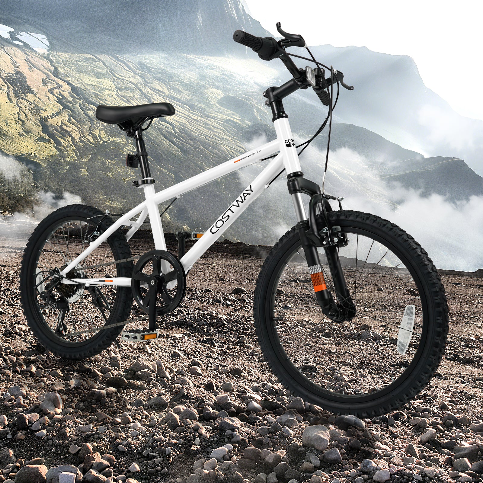 Kids Mountain Bike 20 24 Inch Child Bicycle for Boys Girls Aged 8+ Years Old White-20 Inch