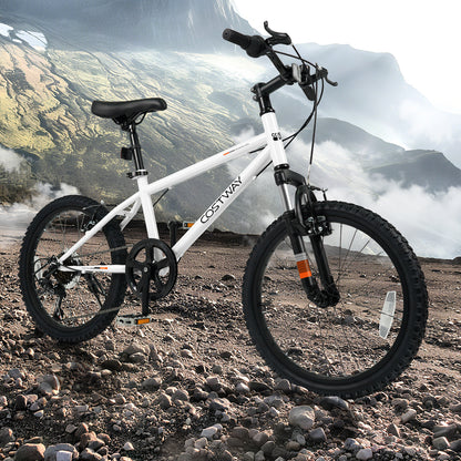 Kids Mountain Bike 20 24 Inch Child Bicycle for Boys Girls Aged 8+ Years Old White-20 Inch
