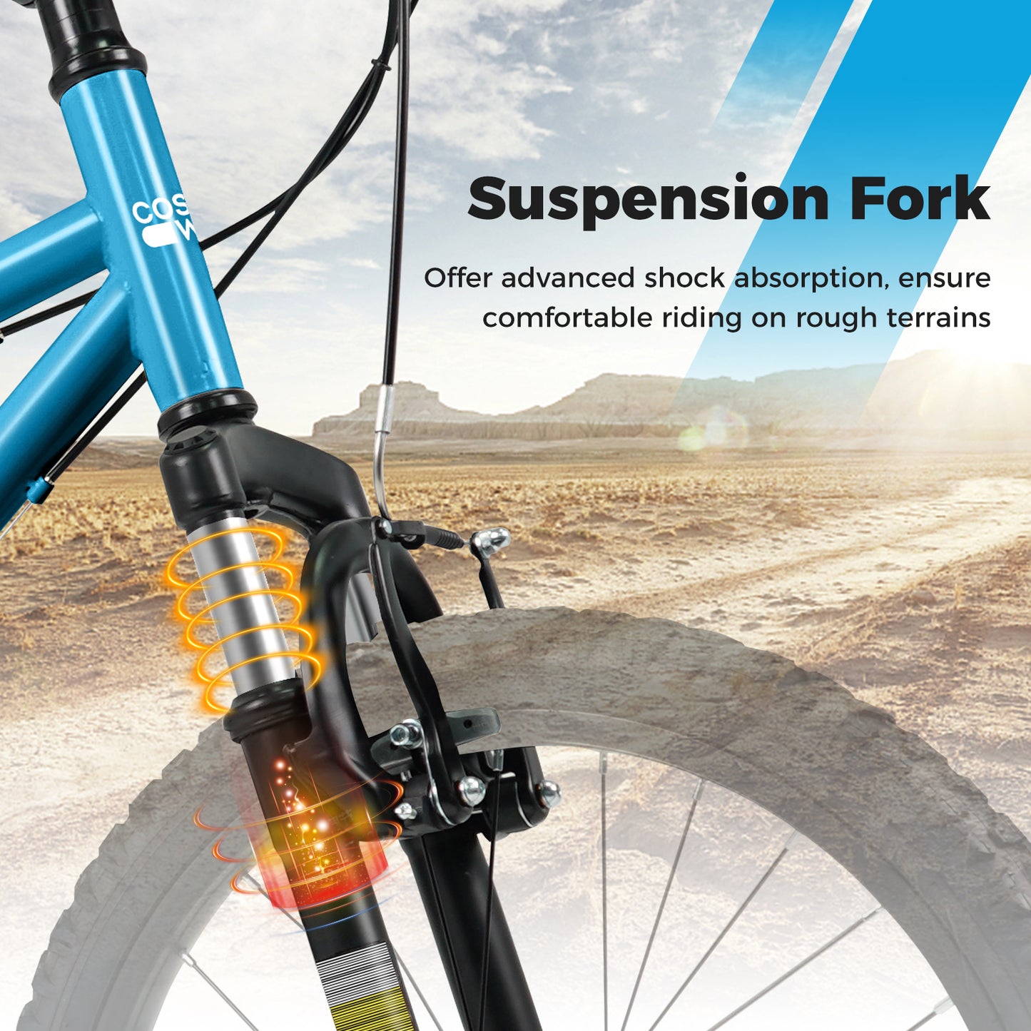 Kids Mountain Bike 20 Inch Child Bicycle for Boys Girls Aged 8+ Years Old Blue