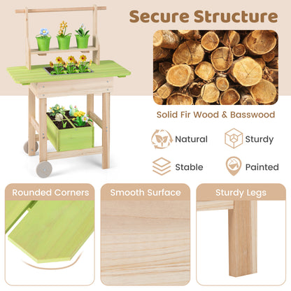Kids Mud Kitchen with Removable Pots and Planting Trough