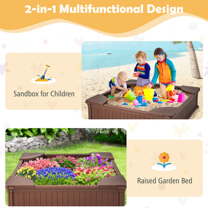 Kids Outdoor Sandbox with Oxford Cover and 4 Corner Seats