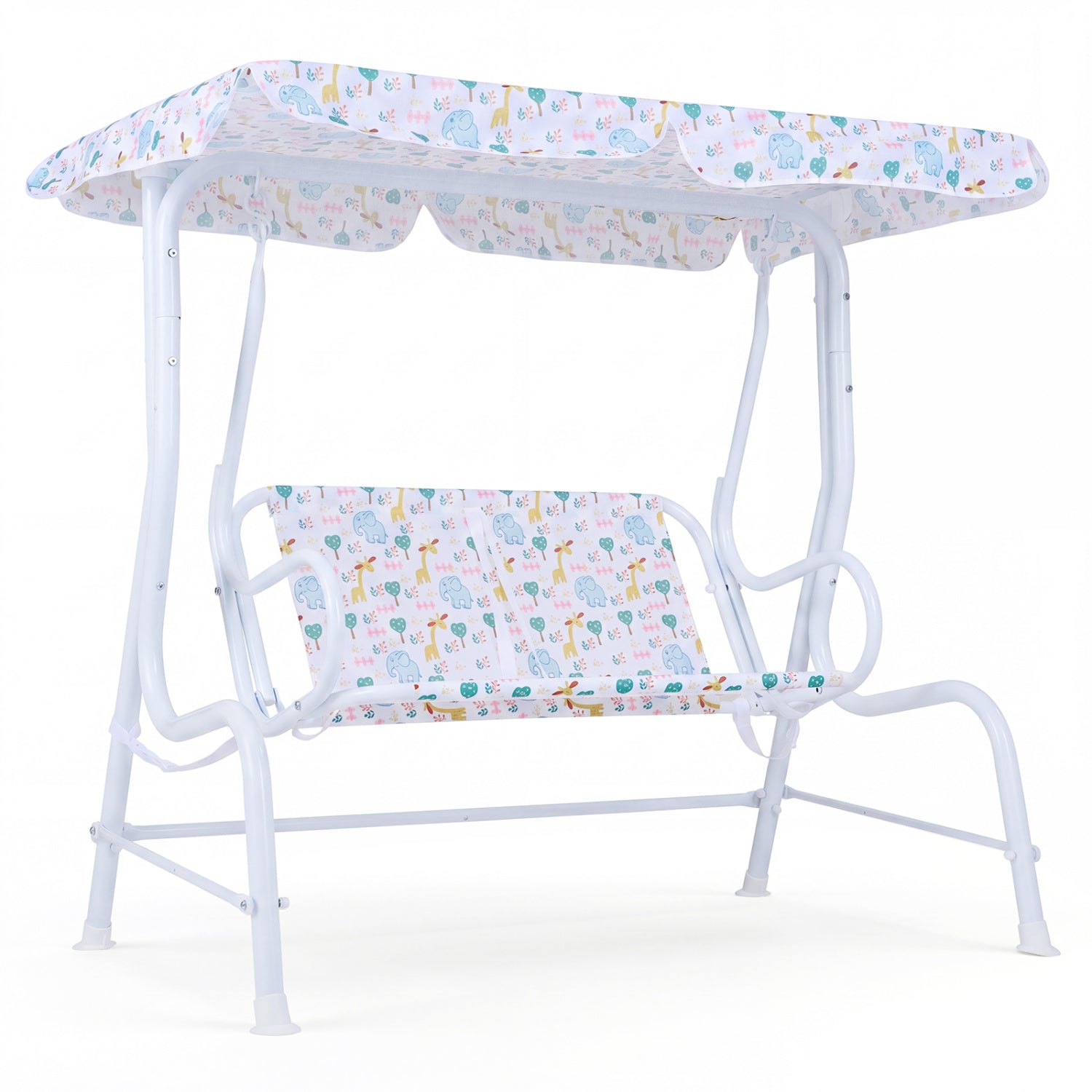 Kids Patio Swing 2-Seater Outdoor Porch Swing Lounge Chair with Adjustable Canopy