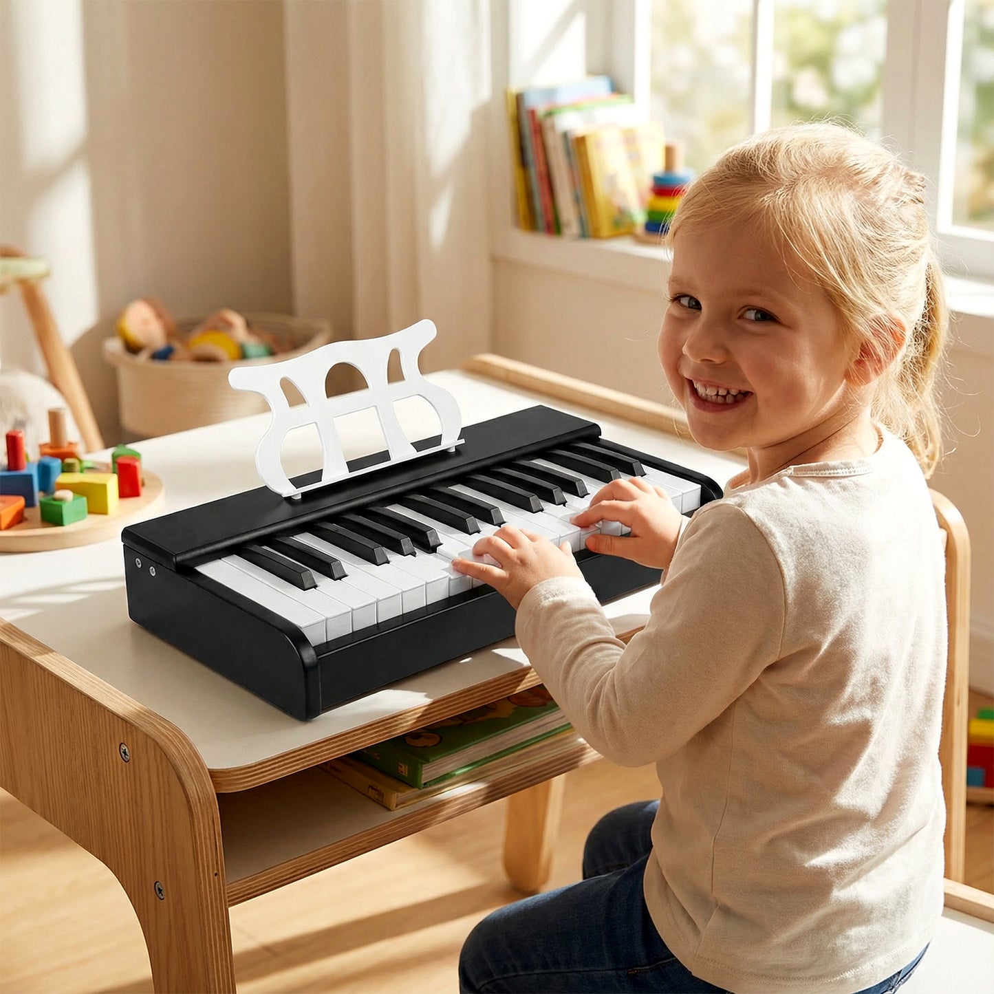 Kids Piano Keyboard 30 Keys Digital Piano with Music Stand for 3+ Years Old Beginners-Black