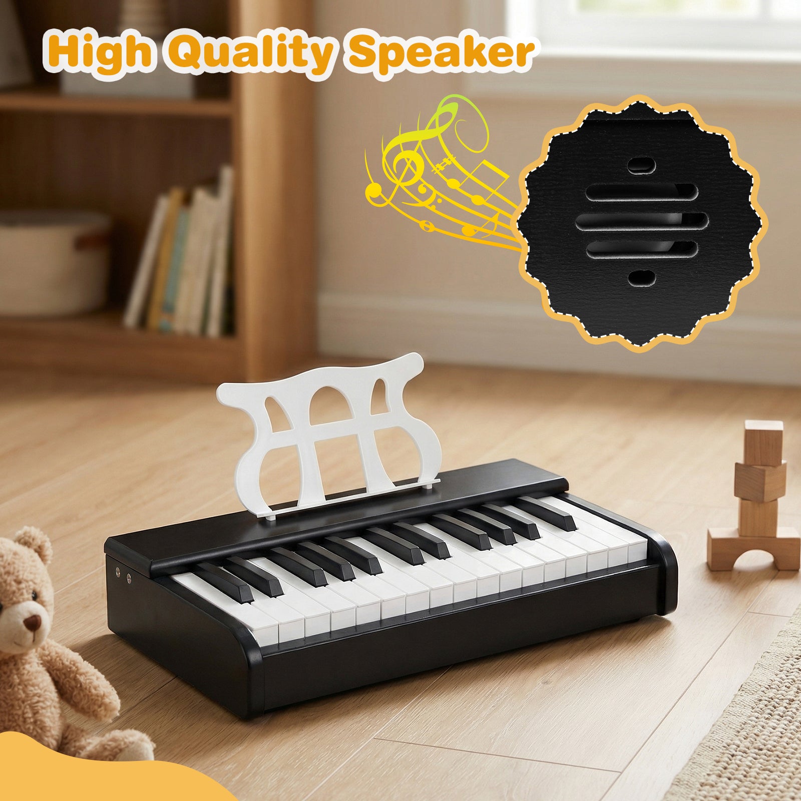 Kids Piano Keyboard 30 Keys Digital Piano with Music Stand for 3+ Years Old Beginners-Black