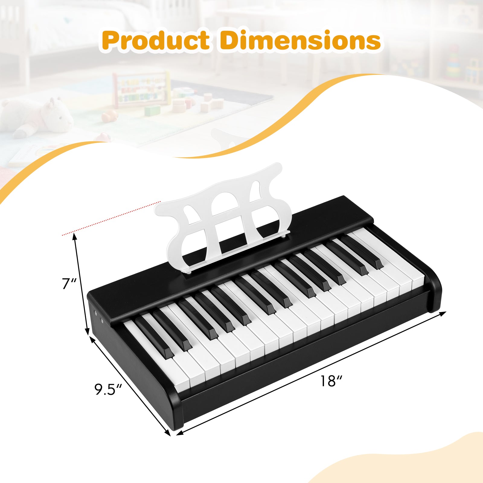 Kids Piano Keyboard 30 Keys Digital Piano with Music Stand for 3+ Years Old Beginners-Black