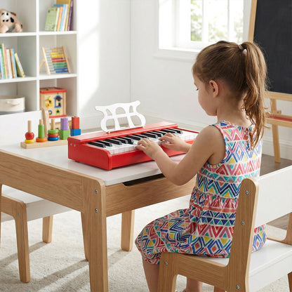 Kids Piano Keyboard 30 Keys Digital Piano with Music Stand for 3+ Years Old Beginners-Red