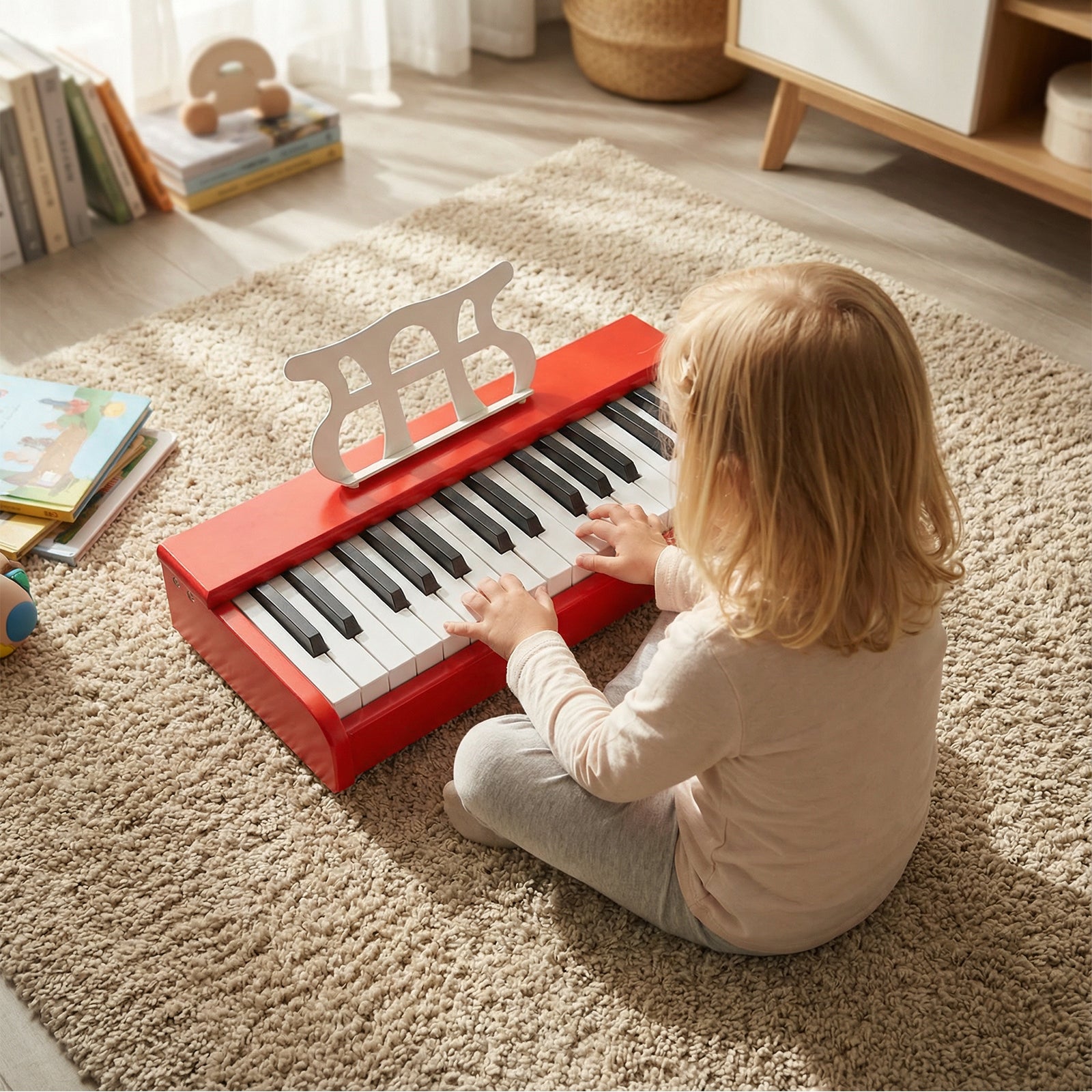 Kids Piano Keyboard 30 Keys Digital Piano with Music Stand for 3+ Years Old Beginners-Red