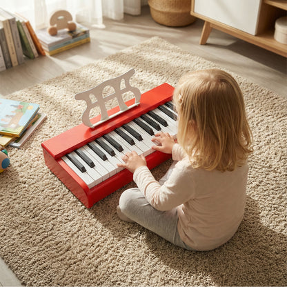 Kids Piano Keyboard 30 Keys Digital Piano with Music Stand for 3+ Years Old Beginners-Red