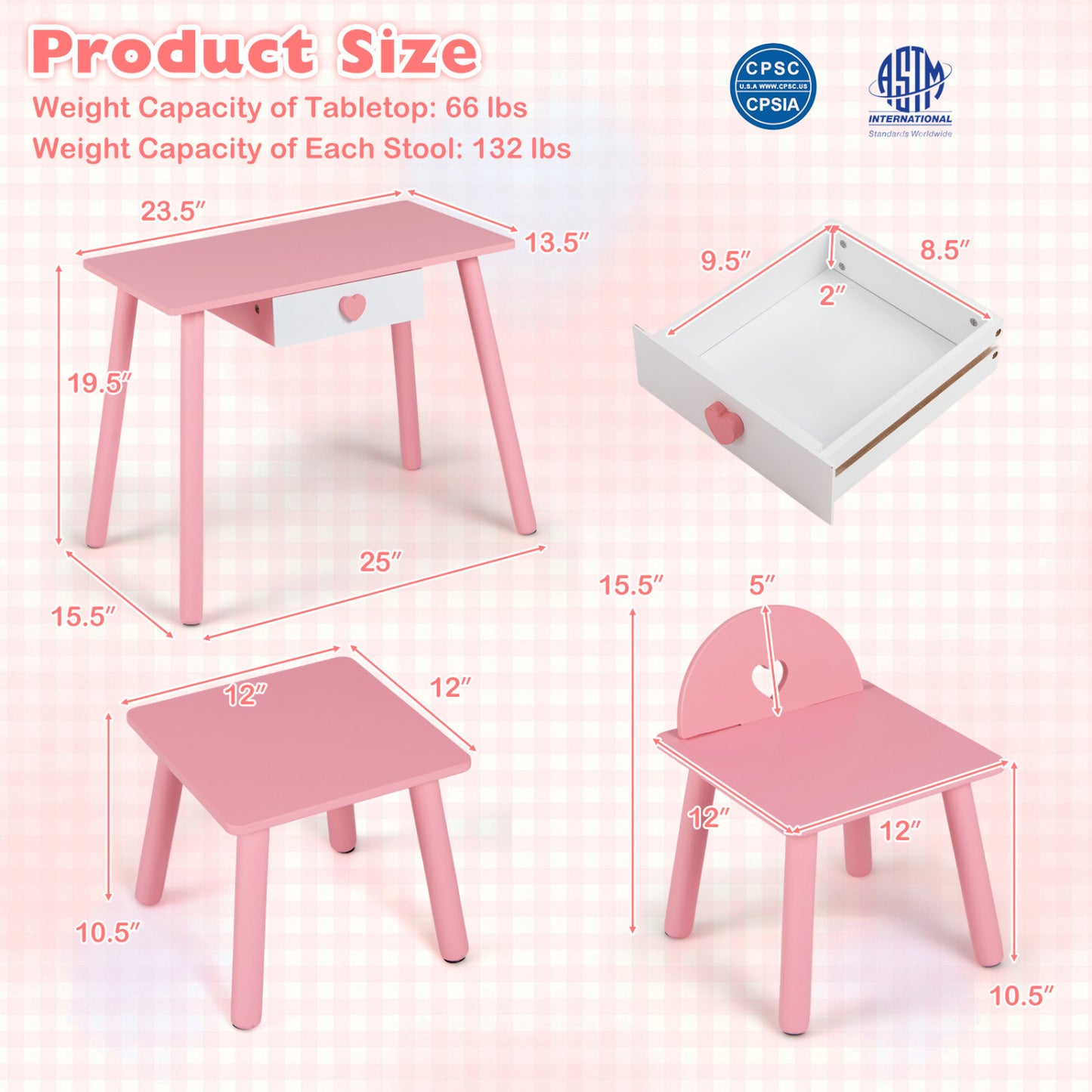 Kids Pretend Nail Salon Playset with Table and Stools