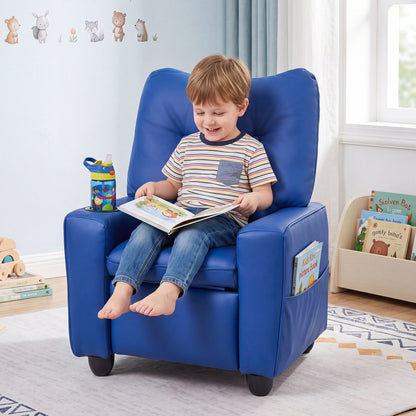 Kids Recliner Chair with Cup Holder and Adjustable Backrest