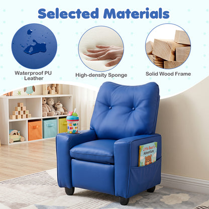 Kids Recliner Chair with Cup Holder and Adjustable Backrest