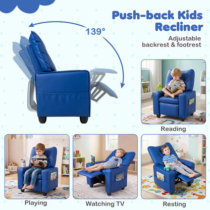 Kids Recliner Chair with Cup Holder and Adjustable Backrest
