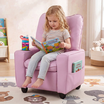 Kids Recliner Chair with Cup Holder and Adjustable Backrest