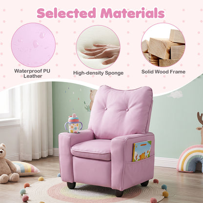 Kids Recliner Chair with Cup Holder and Adjustable Backrest