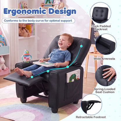 Kids Recliner Chair with Cup Holder & Adjustable Backrest