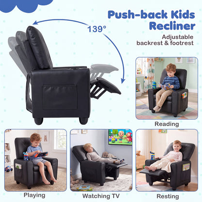 Kids Recliner Chair with Cup Holder & Adjustable Backrest
