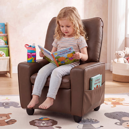 Kids Recliner Chair with Cup Holder and Adjustable Backrest