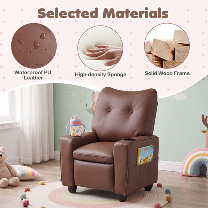 Kids Recliner Chair with Cup Holder and Adjustable Backrest