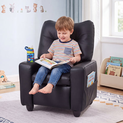 Kids Recliner Chair with Cup Holder and Adjustable Backrest