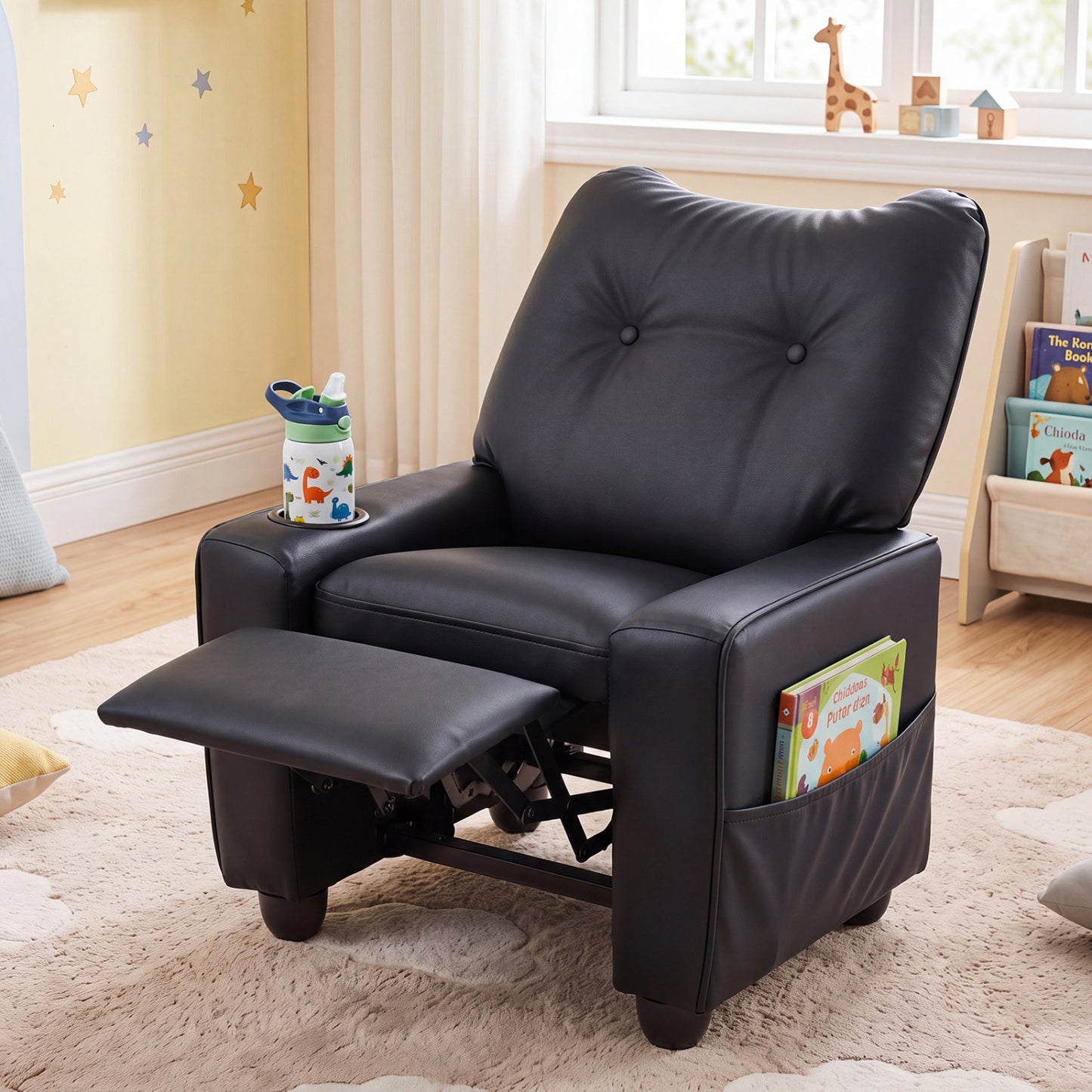 Kids Recliner Chair with Cup Holder and Adjustable Backrest