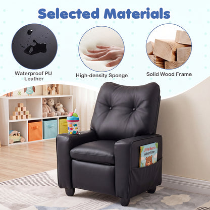 Kids Recliner Chair with Cup Holder and Adjustable Backrest