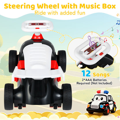 Kids Ride On Car Sliding Toy with Music and Under-Seat Storage-Black & Red