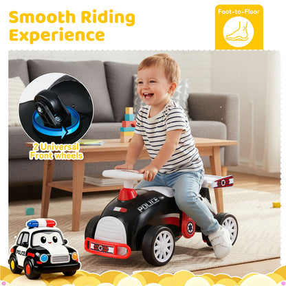 Kids Ride On Car Sliding Toy with Music and Under-Seat Storage-Black & Red