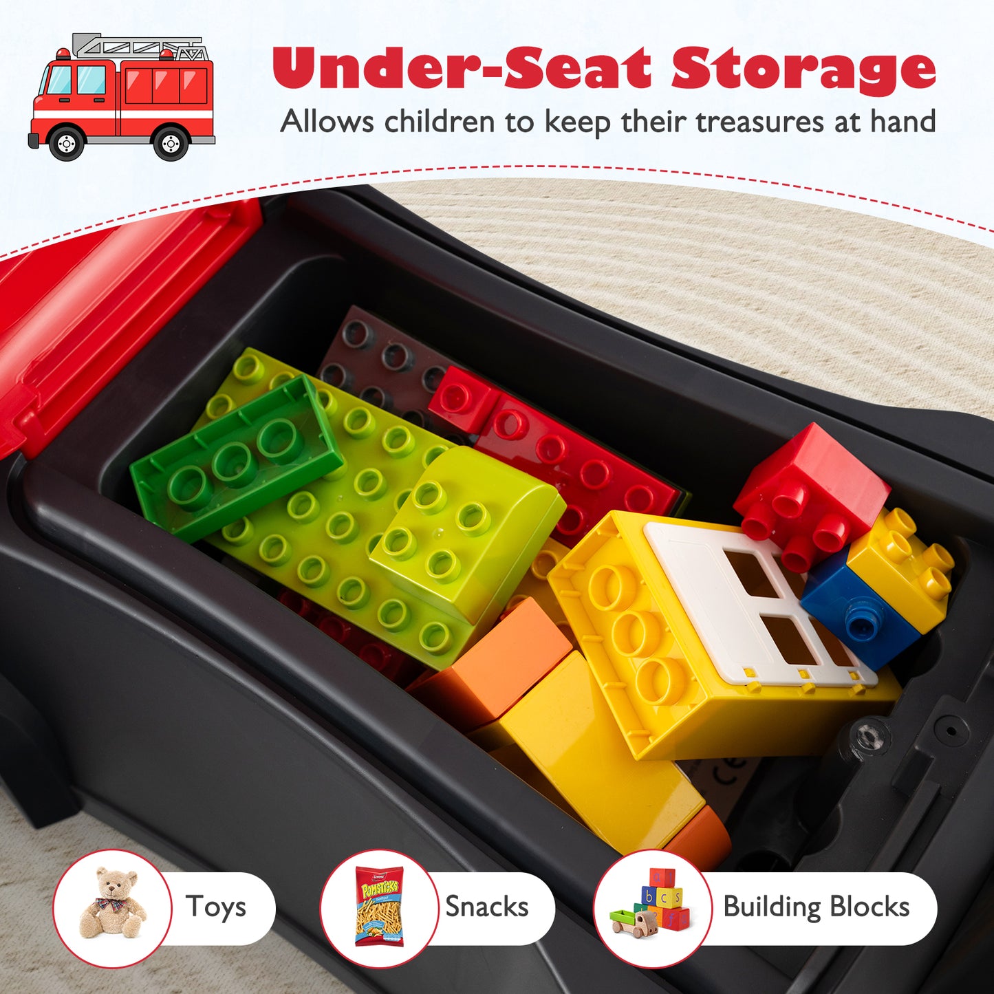 Kids Ride On Push Car Licensed SCANIA Truck Toy with Steering Wheel and Music-Red