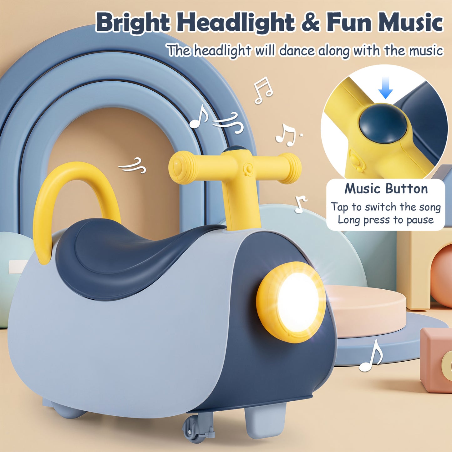 Kids Push Car with Music & Storage for 18-36 Months