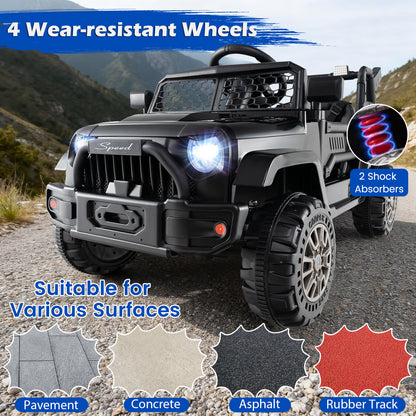 12V Kids Ride On UTV Car with Detachable Trailer-Black
