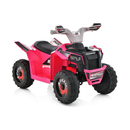 Kids Ride on ATV 4 Wheeler Quad Toy Car with Direction Control-White - Pink