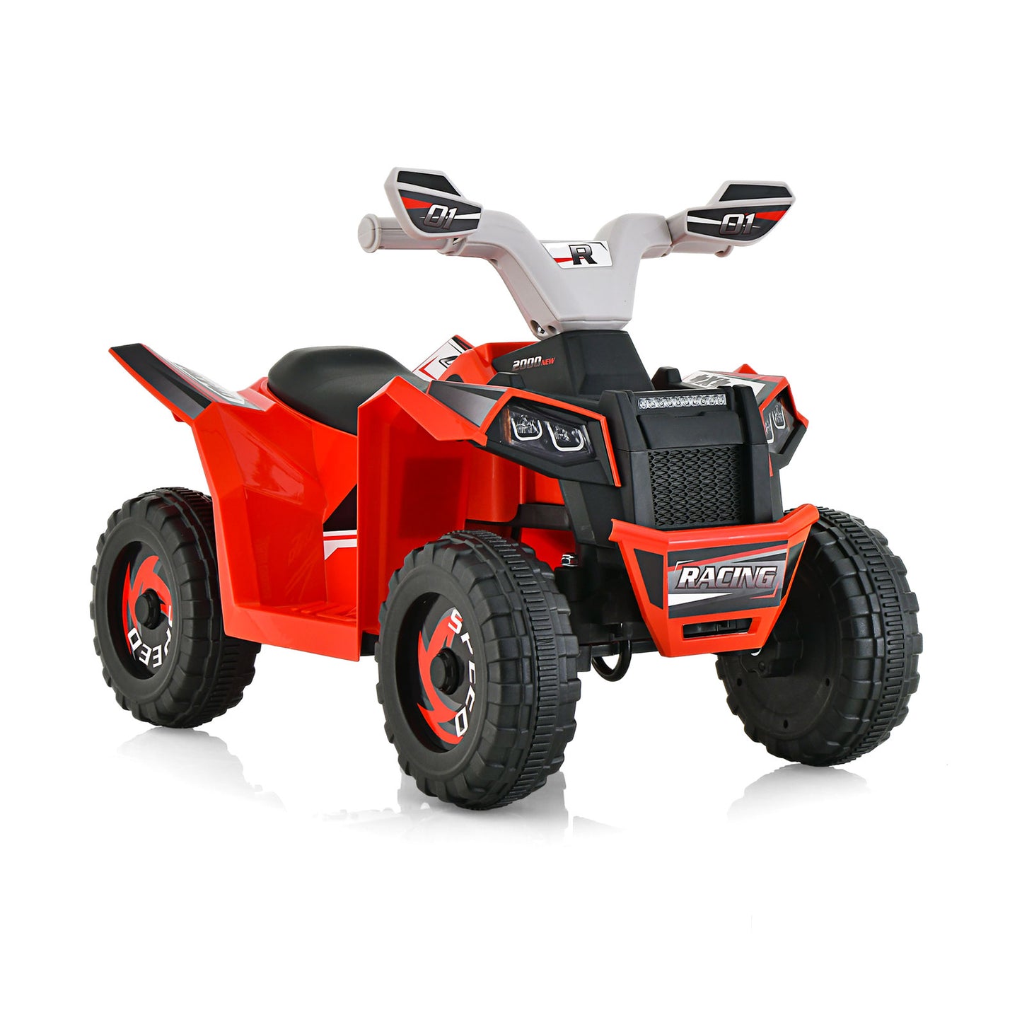 Kids Ride on ATV 4 Wheeler Quad Toy Car with Direction Control-White - Red