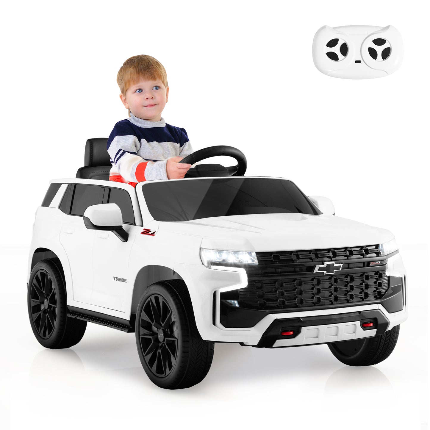 12V Kids Ride on Car with 2.4G Remote Control-Black - White
