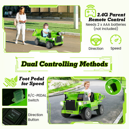 Kids Ride on Dump Truck 12V Ride on Car with Electric Dump Bed
