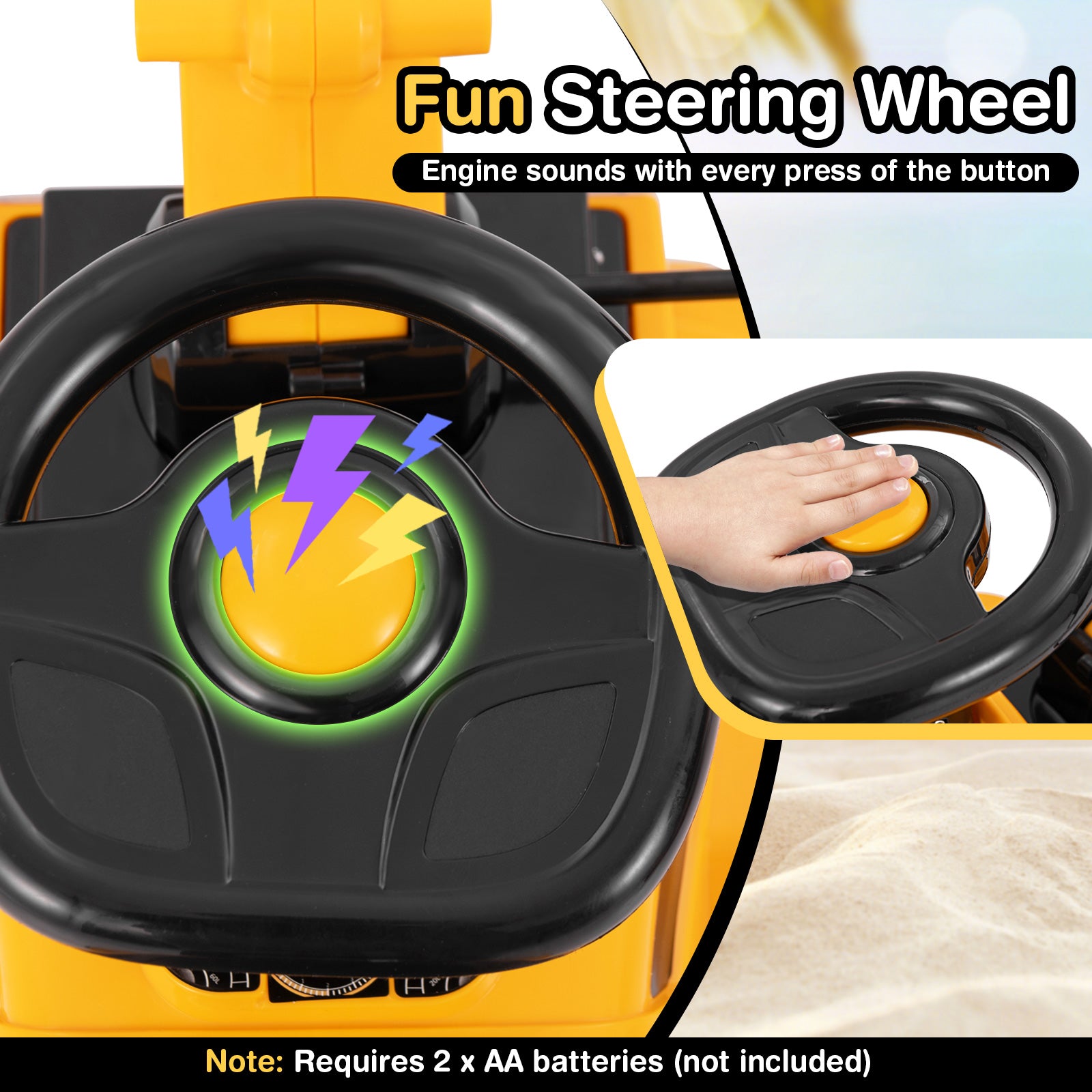 Kids Ride on Excavator with Adjustable Shovel-Yellow