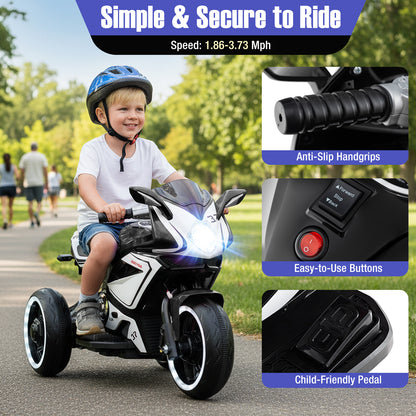 Kids Ride on Motorcycle 6V Battery Powered Mini Electric Motorbike with LED Lights-Black