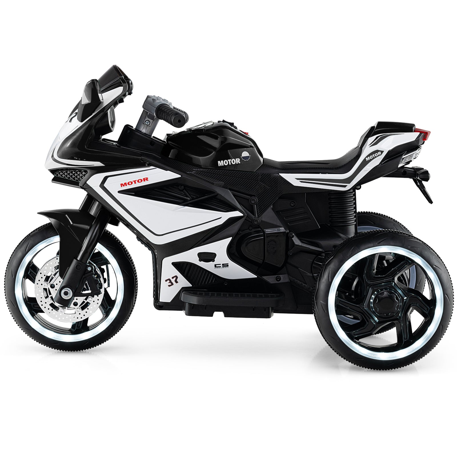 Kids Ride on Motorcycle 6V Battery Powered Mini Electric Motorbike with LED Lights-Black