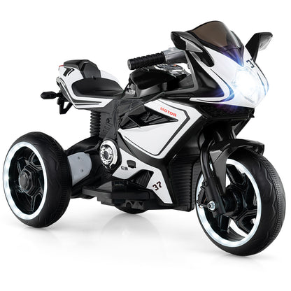 Kids Ride on Motorcycle 6V Battery Powered Mini Electric Motorbike with LED Lights-Black