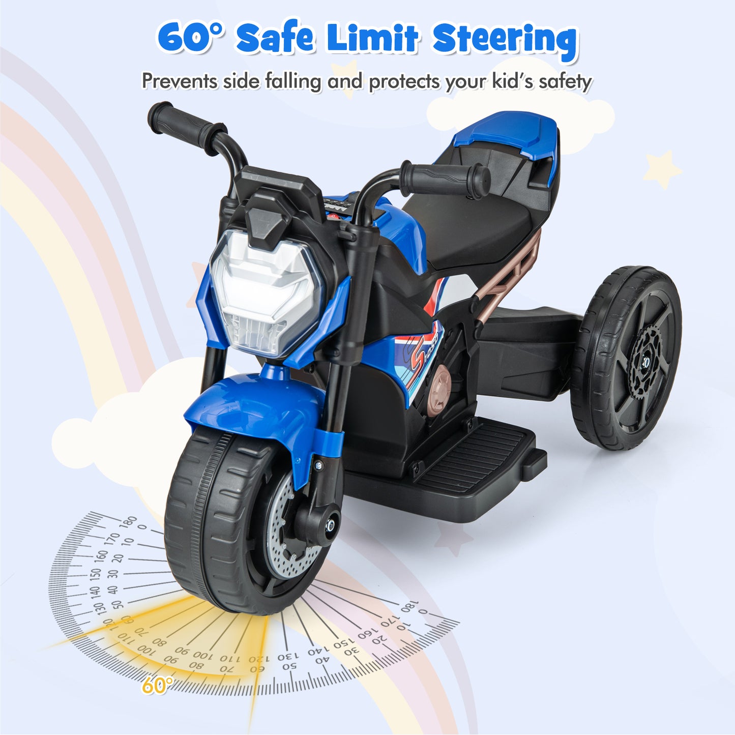 Kids Ride-on Motorcycle 6V Battery Powered Motorbike with Detachable Training Wheels