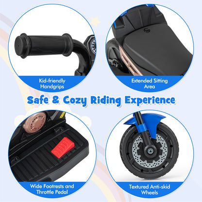 Kids Ride-on Motorcycle 6V Battery Powered Motorbike with Detachable Training Wheels