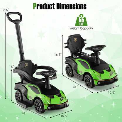 3-in-1 Licensed Lamborghini Ride on Push Car with Handle Guardrail