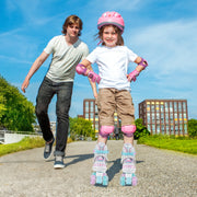 Kids Roller Skates 4 Sizes Adjustable Quad Skates with Light-up Wheels-Navy