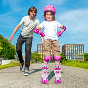 Kids Roller Skates 4 Sizes Adjustable Quad Skates with Light-up Wheels-Rose Red