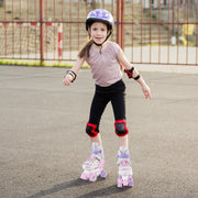 Kids Roller Skates 4 Sizes Adjustable Quad Skates with Light-up Wheels-Pink