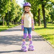 Kids Roller Skates 4 Sizes Adjustable with Light-up Wheels for Toddler Aged 5-7 (S)-Purple